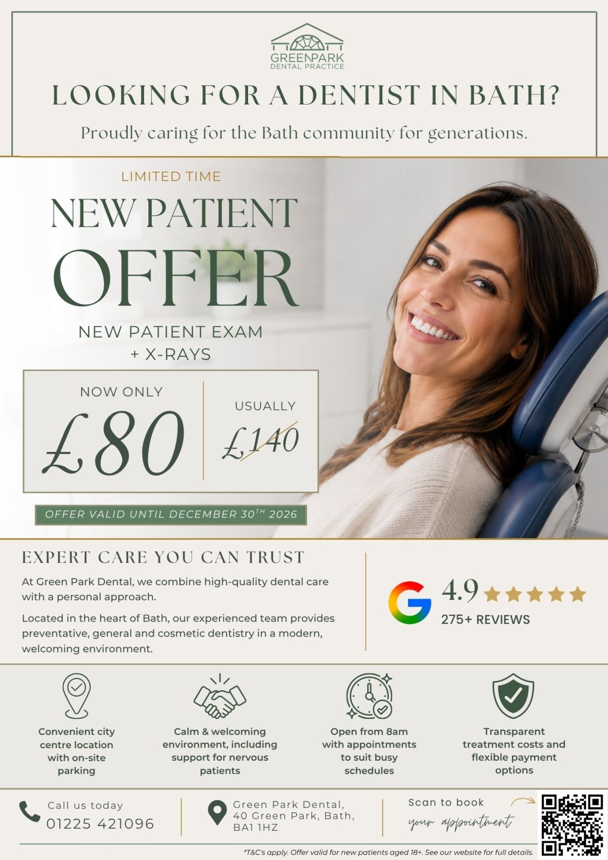 Green Park Dental new patient offer in Bath: exam and X-rays for £80